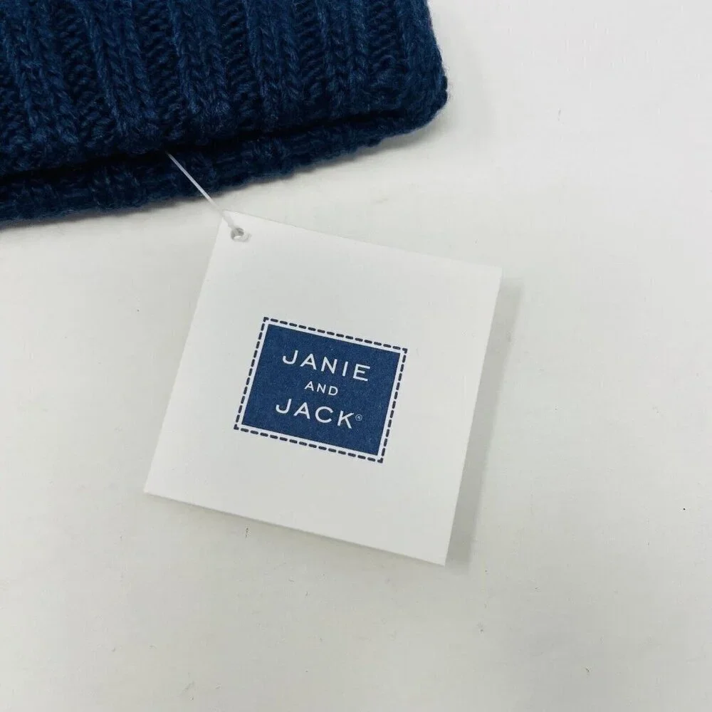 Janie‎ and Jack Baby Boys 6-12 Months Fair Isle Pom Pom Winter Hat in Blue $26